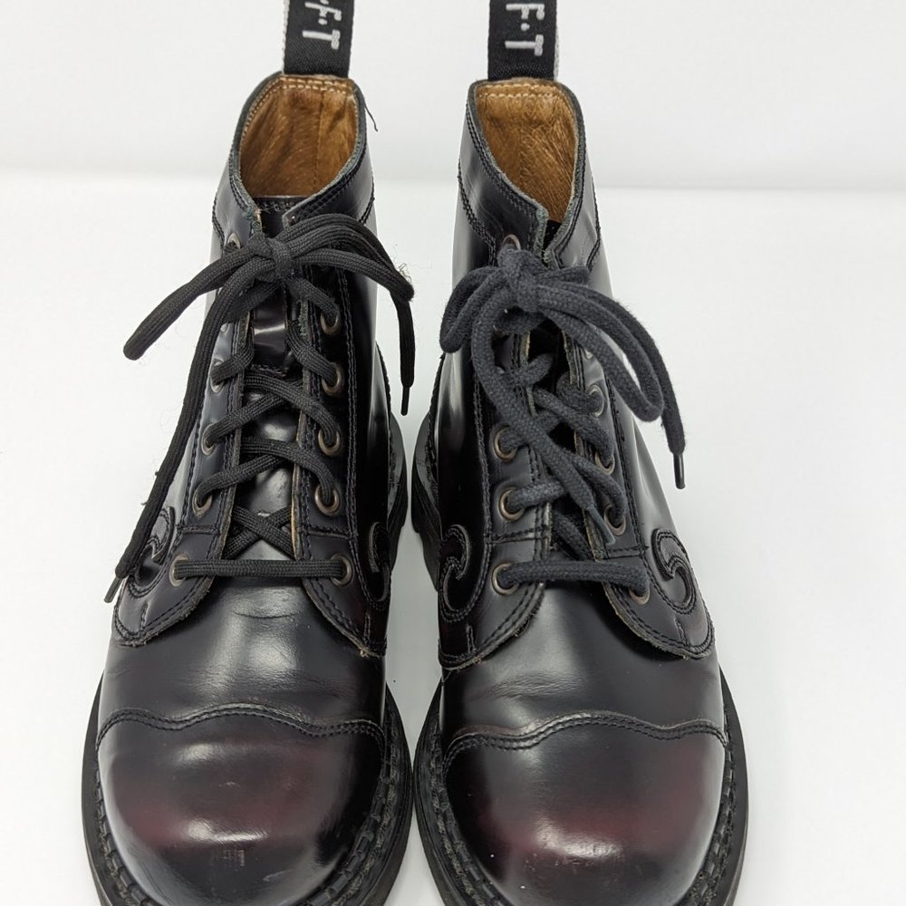 John Fluevog 7th Heaven 6 eye Derby Swirl Burgundy size 3